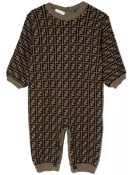 Ромпер с узором Zucca Fendi Kids, коричневый