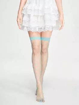 ROMWE Fairycore Женские чулки выше колена, 1 пара в сетку, все сезоны, голубой