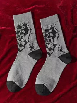 ROMWE Готические носки для туалета, узор паутина, серый