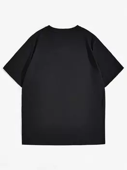 ROMWE Street Life Мужская летняя футболка с короткими рукавами и буквенным рисунком, черный цвет