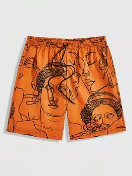 ROMWE Street Life Мужские летние шорты с принтом и завязками на талии, с карманами, многоцветный