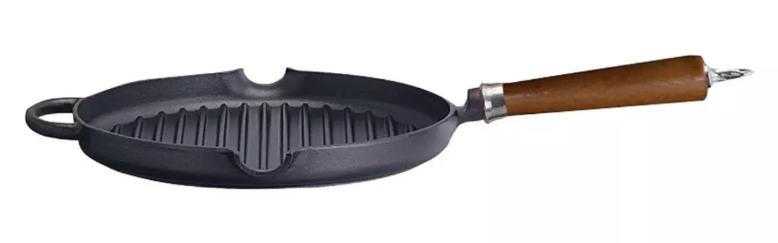 Ronneby Bruk Maestro, Сковорода-гриль, Черный, Коричневый, Нержавеющая сталь, Дерево, 28 см, 1 шт
