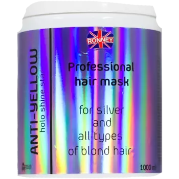 Ronney Anti-Yellow фиолетовая маска для волос против желтых оттенков против желтизны, 1000 мл