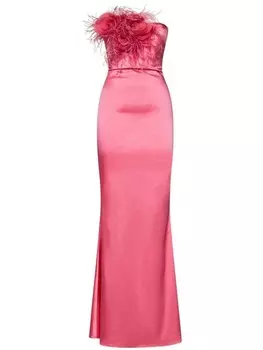 ROOM76 атласное платье с аппликацией в виде розы, розовый