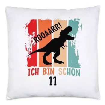 Roooaarr Подушка «Я 11 лет» с наполнителем в виде динозавра Dino T-Rex Идея подарка ребенку на день рождения Hey!Print