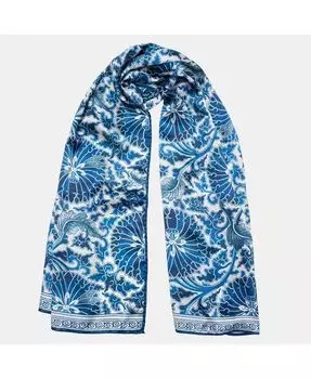 Rosalba - Длинный атласный шелковый шарф для женщин Elizabetta, синий