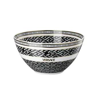 Rosenthal Versace La Greca Signature Черная миска 18 см Rosenthal meets Versace, белый/золотой/черный