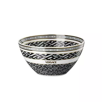 Rosenthal Versace La Greca Signature Черная миска 15 см Rosenthal meets Versace, белый/золотой/черный