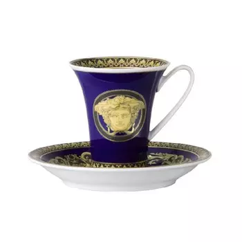 Rosenthal Versace Medusa синяя чашка для эспрессо/мокко, 2 предмета 0,09 л Rosenthal meets Versace, белый/синий/золотой