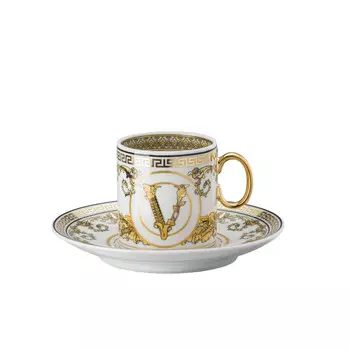 Rosenthal Versace Virtus Gala Белая чашка для эспрессо 0,10 л с блюдцем, 2 предм Rosenthal meets Versace, белое золото