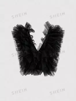 Rosie Многослойная шифоновая майка с V-образным вырезом, элегантная и универсальная Shein, черный