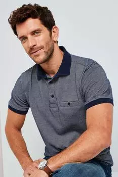 Роскошная фактурная рубашка поло Cotton Traders, синий