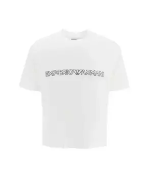 Роскошная футболка из смесового лиоцелла Emporio Armani, белый