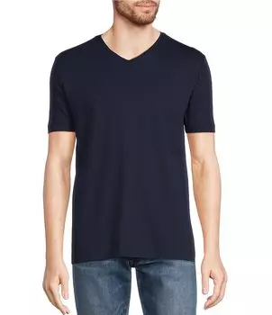 Роскошная классическая футболка Murano Liquid с v-образным вырезом и короткими рукавами, синий