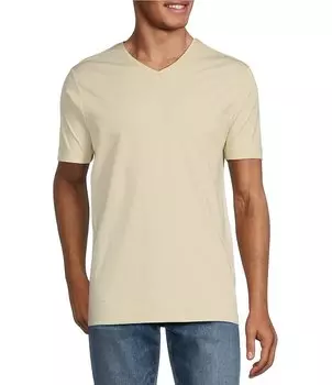 Роскошная классическая футболка Murano Liquid с v-образным вырезом и короткими рукавами, бежевый