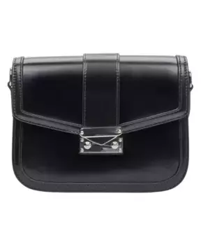 Роскошная кожаная сумка с серебряной фурнитурой Estro, черный