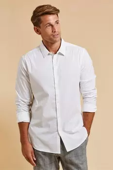 Роскошная легкая рубашка из хлопка стандартного кроя с длинными рукавами Threadbare, белый