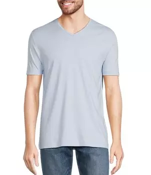 Роскошная однотонная футболка Murano Liquid с v-образным вырезом и короткими рукавами, синий