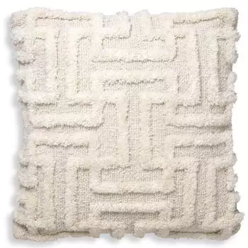 Роскошная подушка Casa Padrino цвета слоновой кости 60 x 60 см - Декоративная подушка из шерсти ручной работы - Квадратная декоративная подушка - Украшение гостиной - Роскошные декоративные аксессуары - Роскошная коллекция