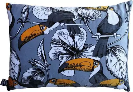 Роскошная подушка Casa Padrino Toronto Parrots серая/разноцветная 35 x 55 см - тончайшая бархатная ткань - качество класса люкс