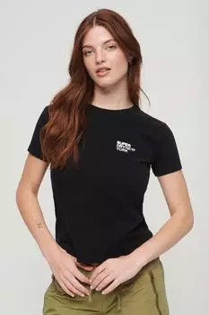 Роскошная приталенная спортивная футболка укороченного кроя и логотипом Superdry, черный