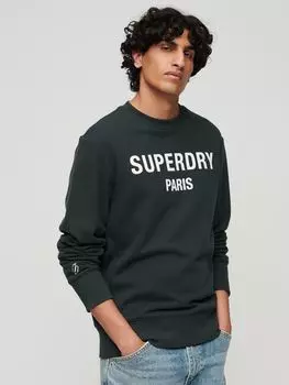 Роскошная спортивная толстовка свободного кроя с круглым вырезом Superdry, академия темно-зеленый