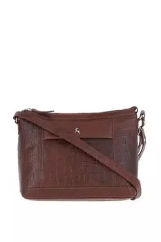 Роскошная сумка на плечо из натуральной кожи с принтом под крокодила Ashwood Leather, коричневый