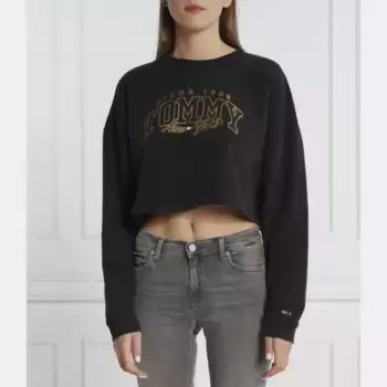 Роскошная укороченная толстовка университетского кроя Tommy Hilfiger, черный