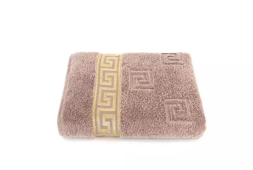 Роскошное банное полотенце Medusa 100х150 см - Бордо - тончайший хлопок кольцевого прядения / жаккардовое переплетение / махровое полотно с высоким ворсом с плоским тиснением Medusa и золотой каймой Medusa Arle-Living, бежевый