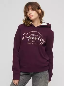 Роскошное худи с металлизированным логотипом Superdry, фиолетовый/мульти