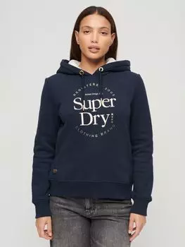 Роскошное худи с металлизированным логотипом Superdry, морской флот