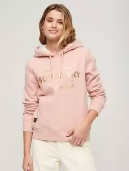 Роскошное худи с металлизированным логотипом Superdry, винтажные румяна розового цвета
