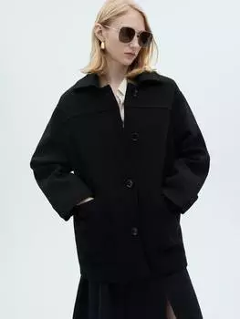 Роскошное пальто из шерсти коломбо Mango, черный