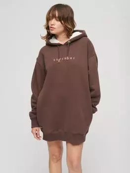 Роскошное платье-худи с металлизированным логотипом Superdry, французское жаркое коричневое