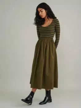 Роскошное платье из органического хлопка в полоску finn Nobody's Child, зеленый