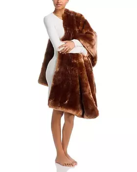 Роскошное плед из искусственного меха Hudson Park Collection, коричневый