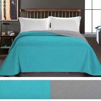 Роскошное покрывало Axel с односторонним двусторонним дизайном - двустороннее покрывало, цвет: бирюзовый/сталь, размер: 260 x 280 см DecoKing