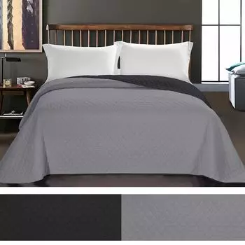 Роскошное покрывало Axel с простым двусторонним дизайном - двустороннее покрывало, цвет: уголь / серебро, размер: 170 x 270 см DecoKing