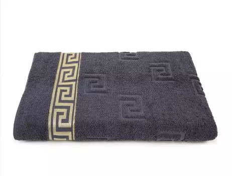 Роскошное полотенце для душа Medusa 70x140 см - бежевый/светло-коричневый - тончайший хлопок кольцевого прядения/жаккардовое переплетение/махровое полотно с высоким ворсом с плоским тиснением Medusa и золотой каймой Medusa Arle-Living, темно-сер...