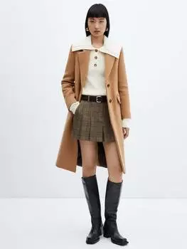 Роскошное шерстяное пальто Mango, цвет Medium Brown