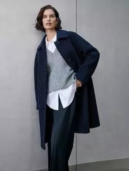 Роскошное шерстяное пальто romy boucle Whistles, темно-синий