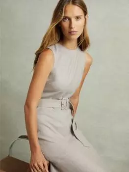 Роскошное шерстяное платье дэнни с поясом Reiss, серый