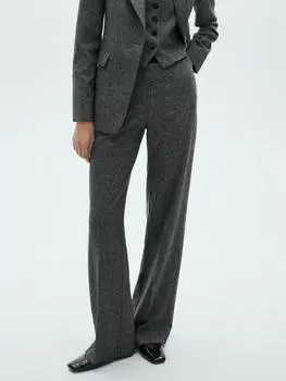 Роскошные брюки из перцовой мраморной шерсти Mango, серый