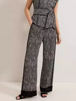 Роскошные льняные брюки с принтом petite mariana на цепочке Phase Eight, цвет Black/Ivory