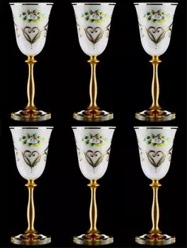 Роскошные ликерные бокалы Casa Padrino в стиле барокко, набор из 6 белых / разноцветных / золотых 5,5 x В. 17 см - бокалы для ликера ручной работы и ручная роспись - аксессуары для отелей и ресторанов - качество класса люкс
