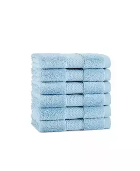 Роскошные мочалки Aston & Arden из египетского хлопка (6 шт. в упаковке), 600 GSM, семь вариантов цвета, жаккардовая кайма «добби», 13x13 Aston and Arden, синий