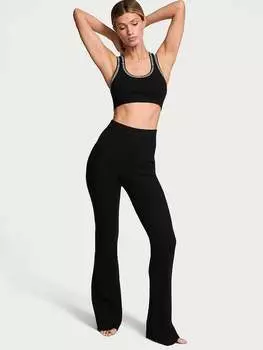 Роскошные расклешенные брюки для отдыха с косичной вязкой Victoria'S Secret, черный