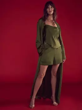 Роскошный атласный длинный халат Victoria'S Secret, зеленый