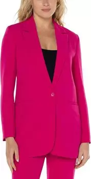 Роскошный блейзер-бойфренд на пуговицах спереди с вытачками принцессы Liverpool Los Angeles, цвет Pink Topaz