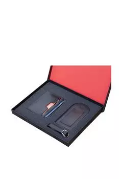 Роскошный дорожный подарочный набор «Gift»: держатель для карт и багажная бирка PRIMEHIDE, черный